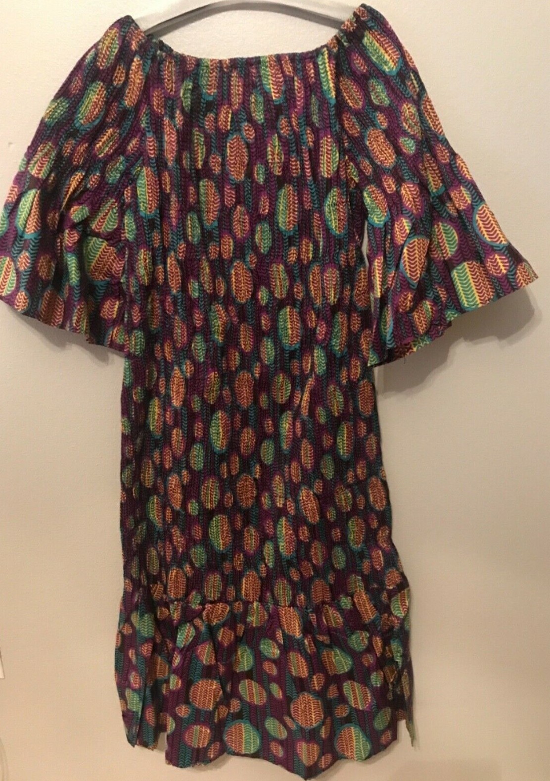 Ethnic Print Dress Purple/Green Half sleeves Size 16/18 Black History Month