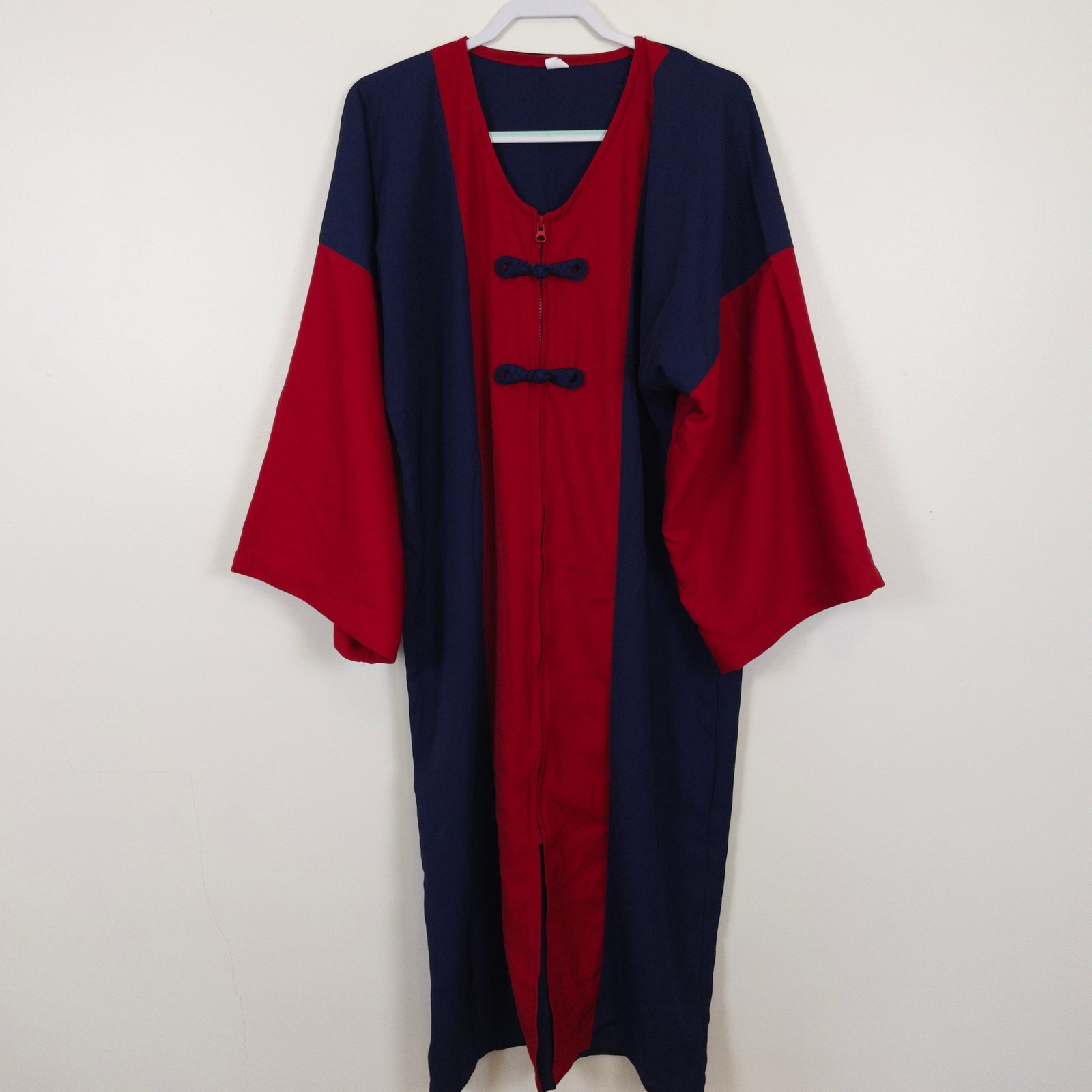 Vintage Kimono Style Housecoat Unisex XL Navy Red Frog Colorblock Costume