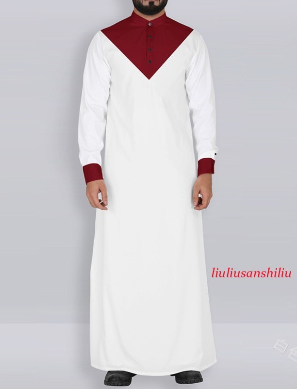 Men’s National Costume Long Sleeve Muslim Clothing Arab Kaftan Long Dress Robe