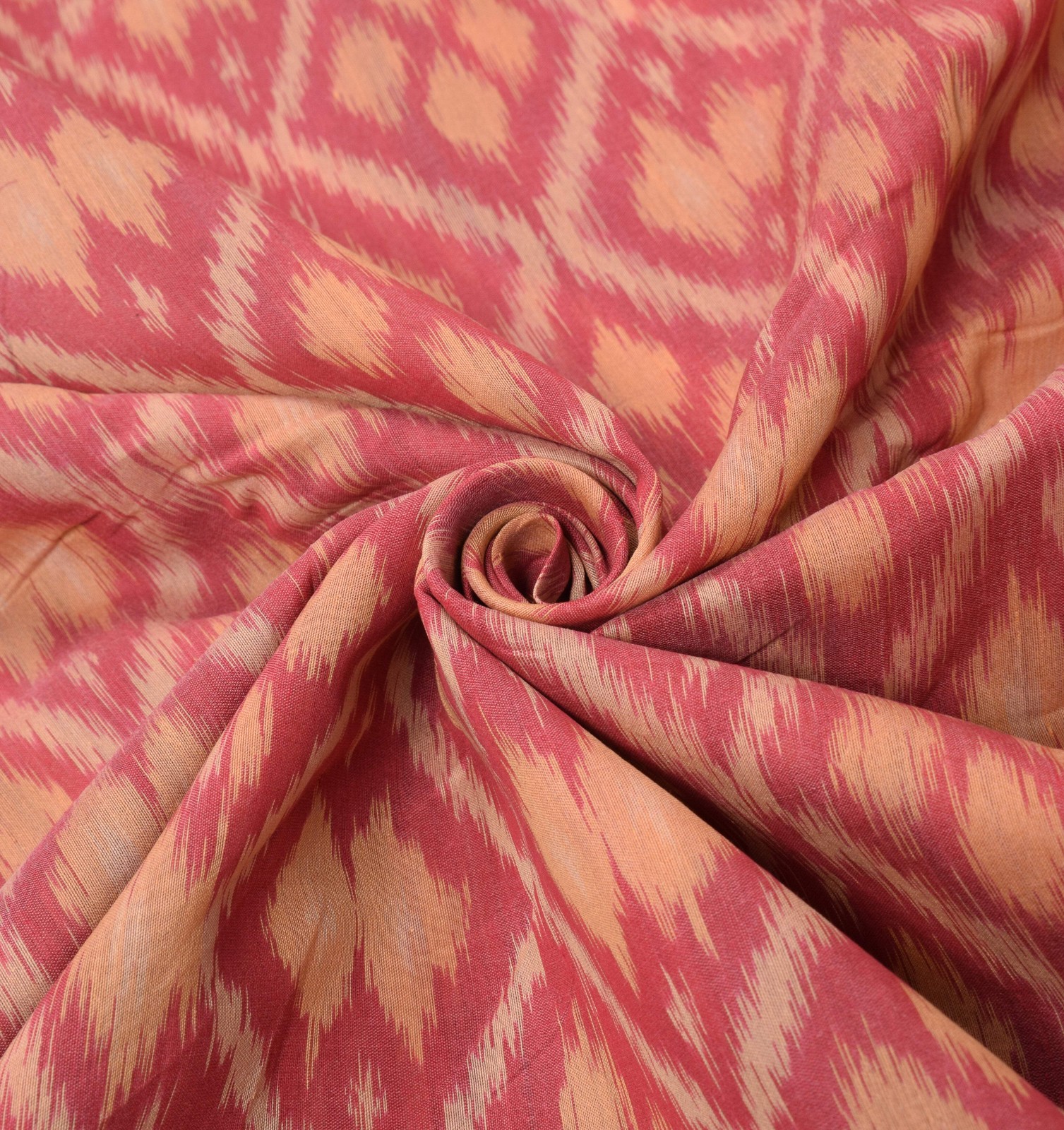 Sushila Vintage Pochampally Ikat Saree Pure Cotton Silk Hand Woven Pink Sari Fab