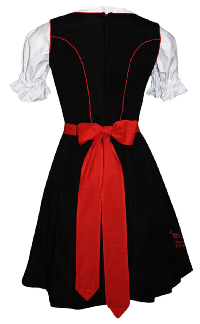 Sz 10 M Black Red Women German Dirndl Dress Short Waitress Oktoberfest Party 3pc