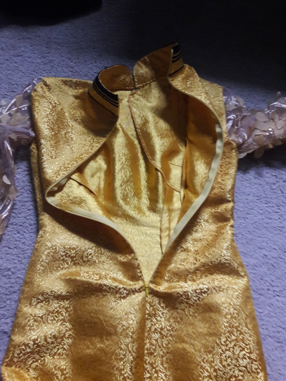 Asian Traditional And Modern Mixed High Fashion Silky Golden Dress Size XS-XXS