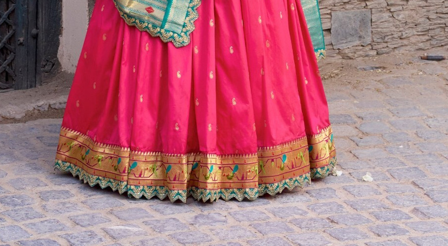 New Designer Pink Jacquard Silk Lehenga Choli With Dupatta For Women