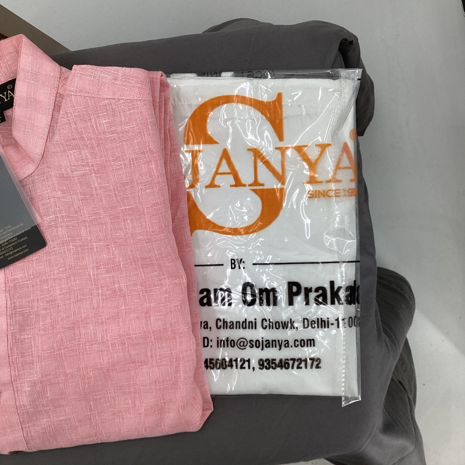 SOJANYA Men’s Woven Pattern Straight Kurta Set in Pink Size M (38) BNWT!