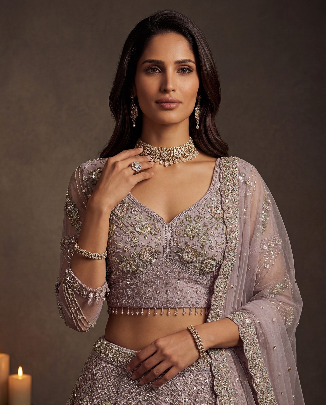 Designer Double Net Lehenga Choli Dori Embroidery Wedding Party Wear