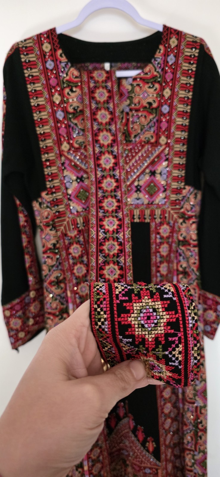 Palestinian Traditional Dress Women’s Thobewith Belt Embroidery Size1S-M