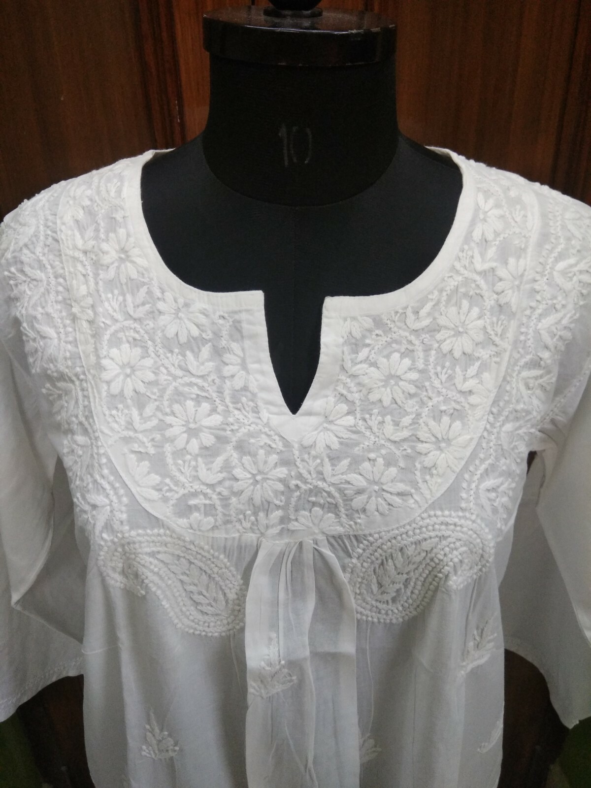 TUNIC ETHNIC S M L XL 2XL HANDMADE 100% COTTON TOP KURTA KURTI CHIKAN EMBROIDERY