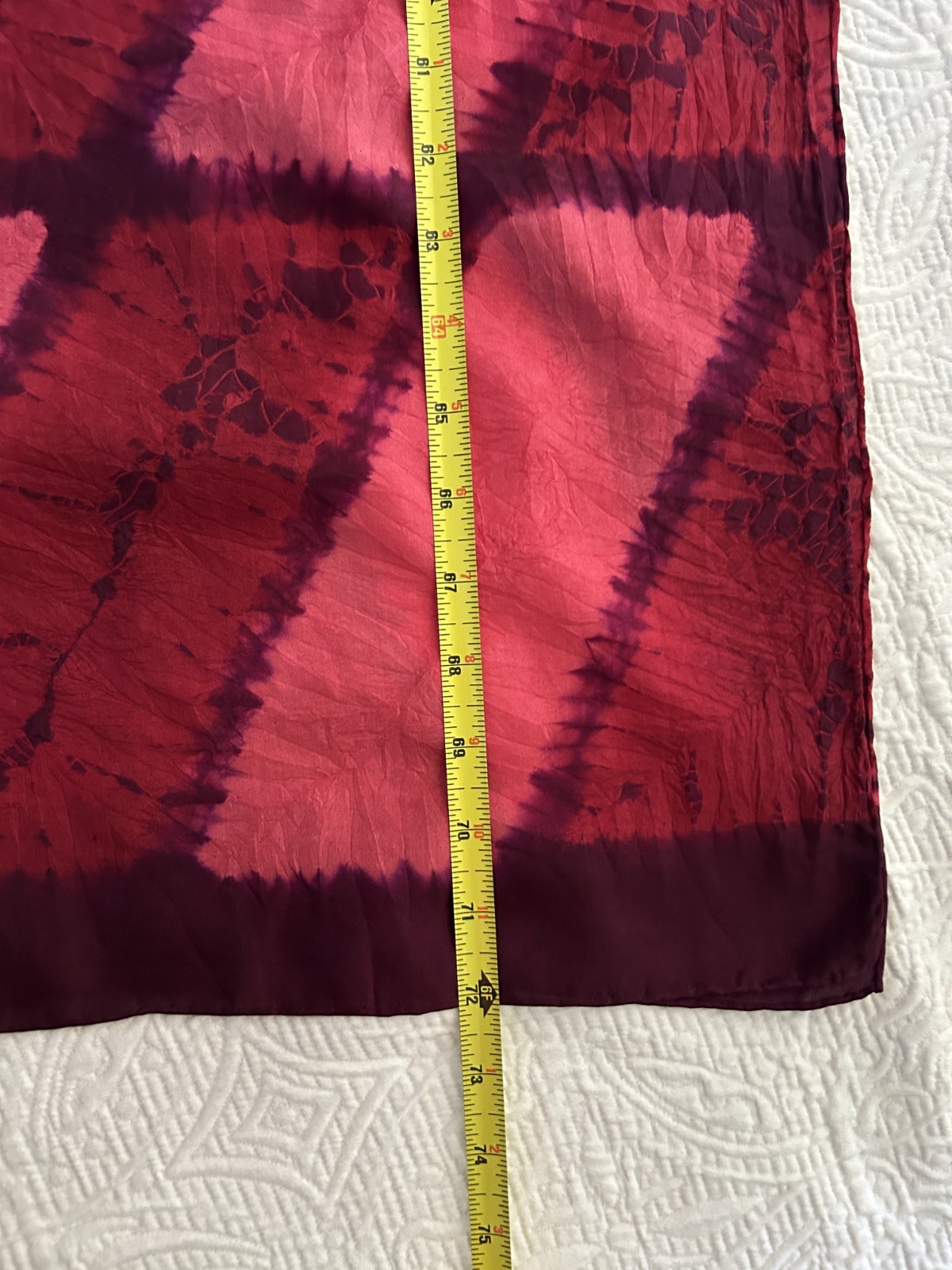 Vintage Silk Kimono Obi Hand Dyed Japan Burgundy Brown Rose Pink 18″ x 72″
