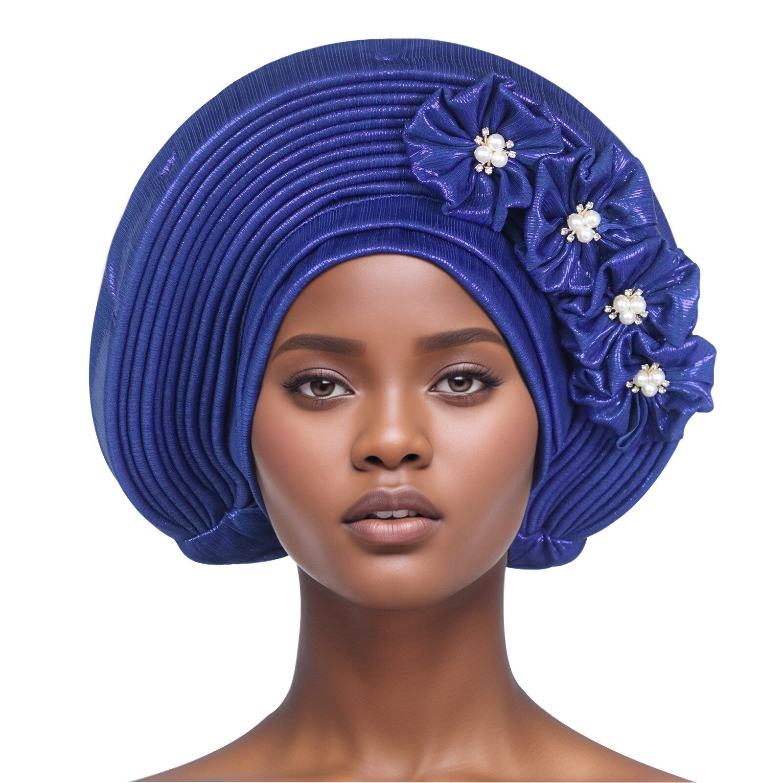Auto Gele Headtie Head Wrap Caps Women Hats Multilayer Pleated African Headwear