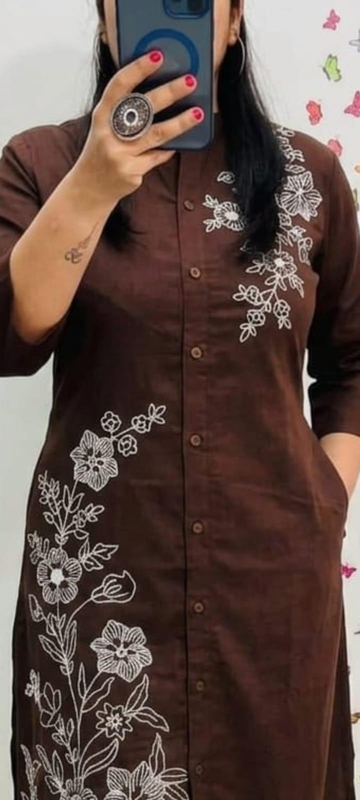 Indian Cotton Slub Kurti with Pant Set Women Party Wear Ethnic Kurta Cord Set