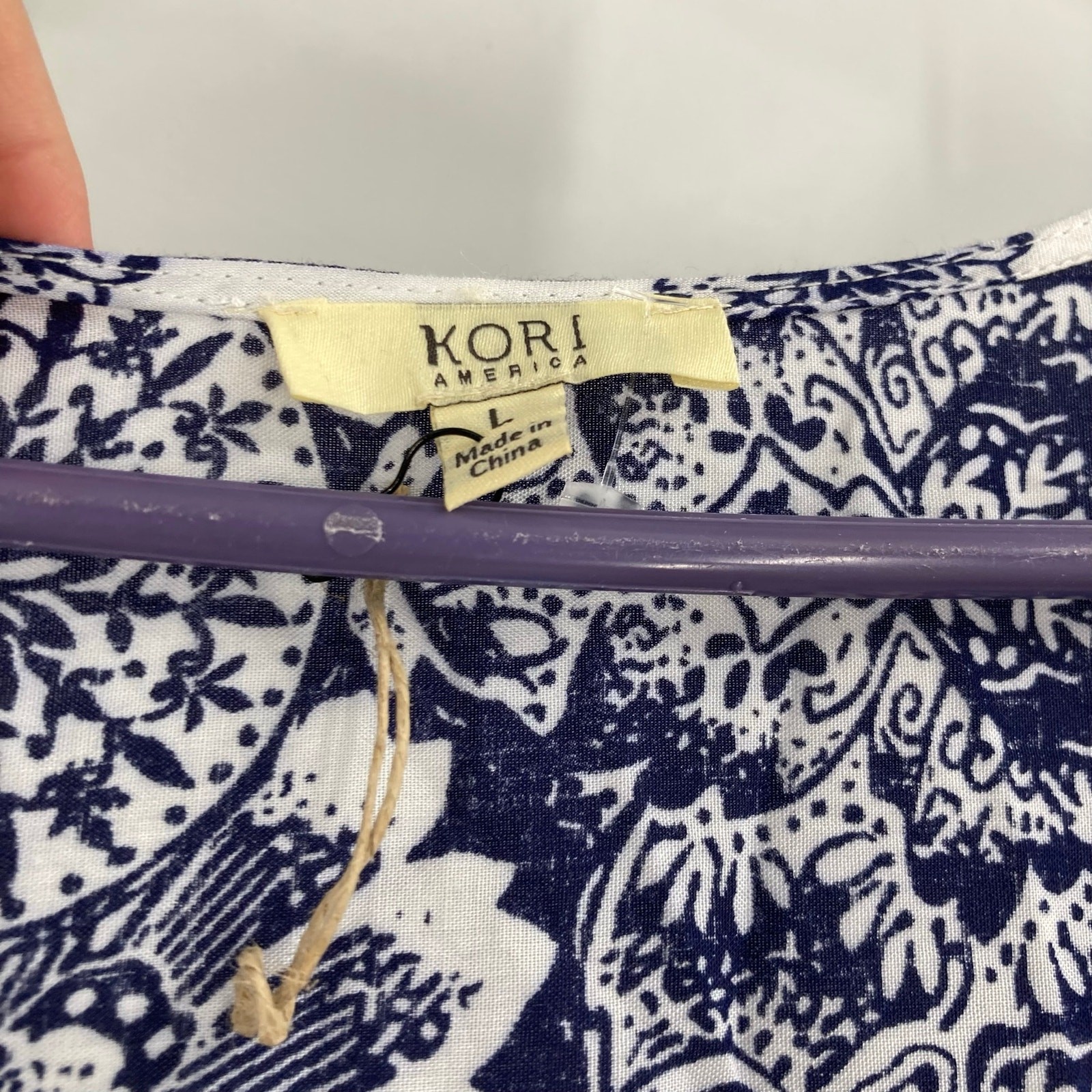 Kori America Bkue White Duster Kimono Boho Print Women’s Size Large