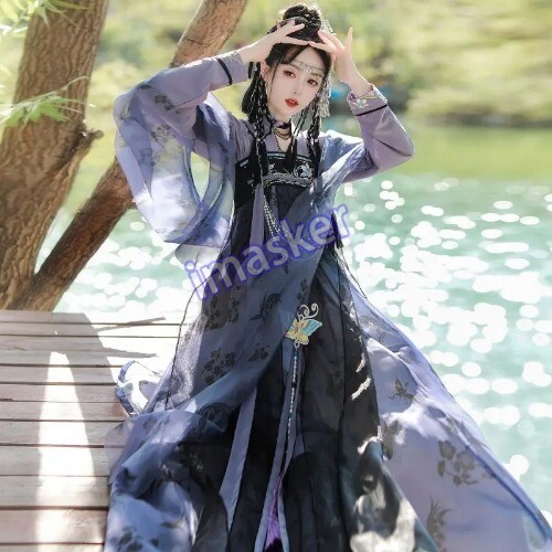 Traditional Women Tang Dynasty Embroidery Hanfu Dress Elegant Ancient Lady
