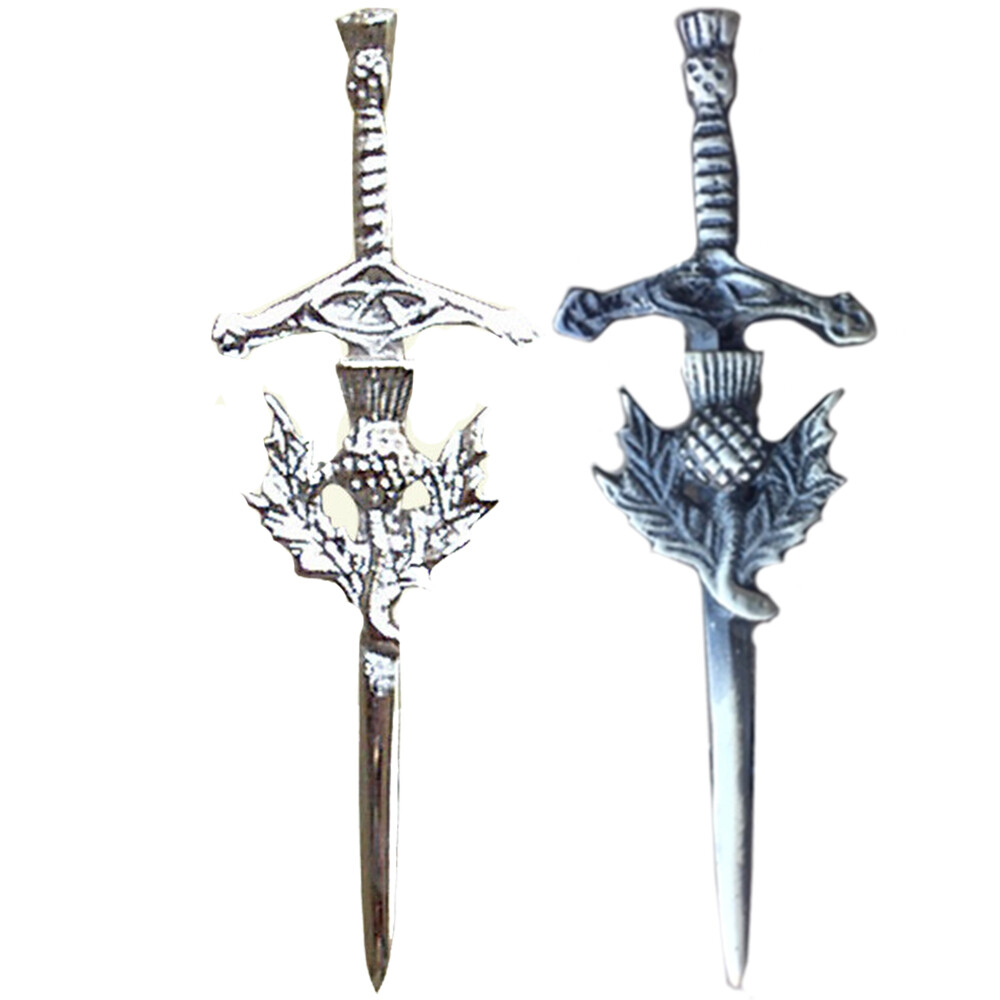 Kilt Pin Scottish Thistle Sword Accessory Kilts Sporrans Hoses Chrome Finish AAR