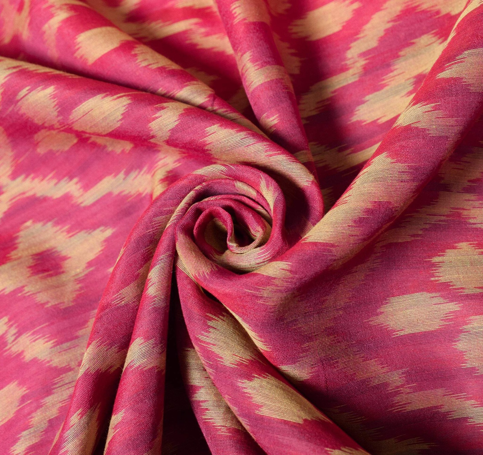 Sushila Vintage Hand Woven Saree Pure Cotton Silk Magenta Pochampally Ikat Sari