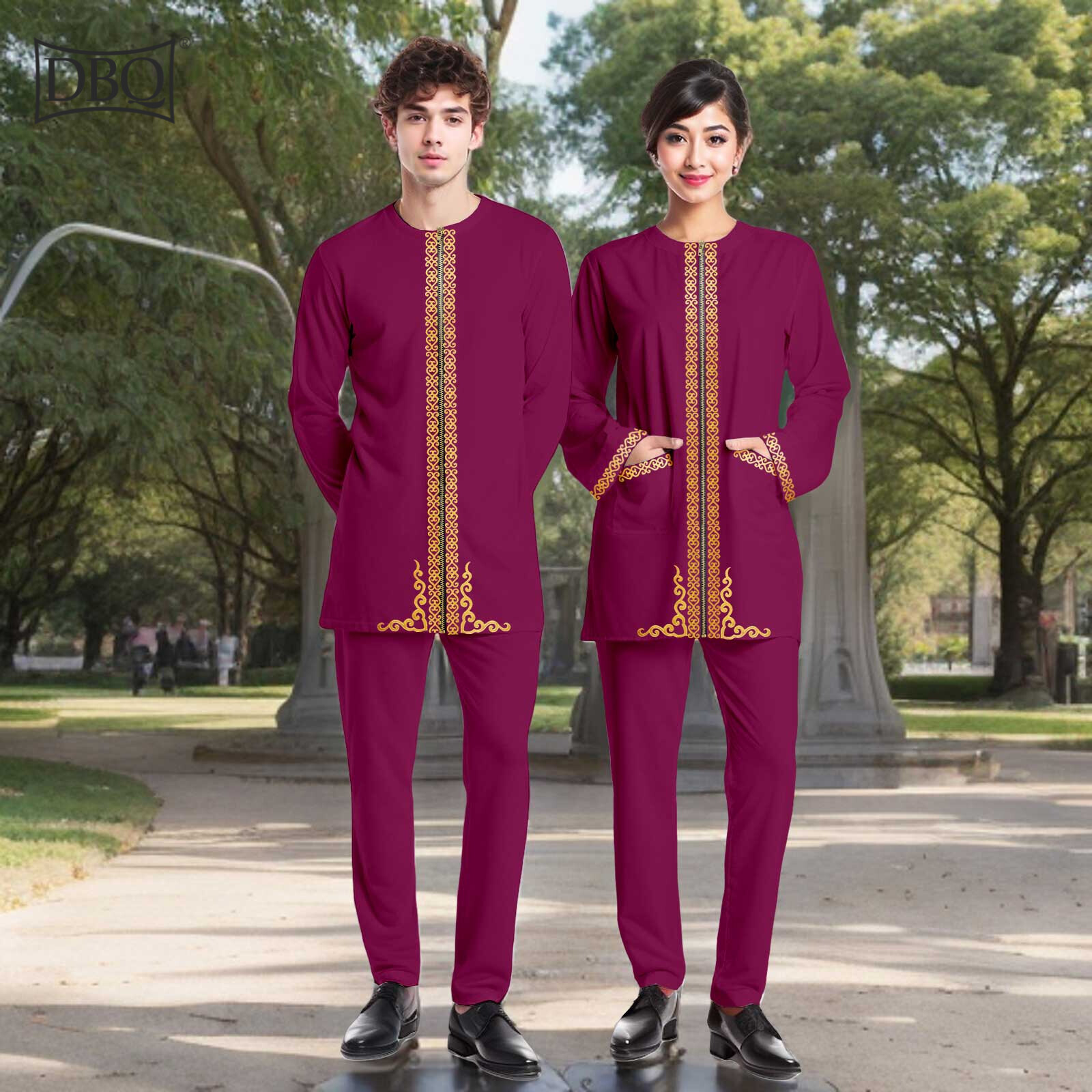 African Clothes for Couple Embroidery Blazer and Pants Set for Men and Women