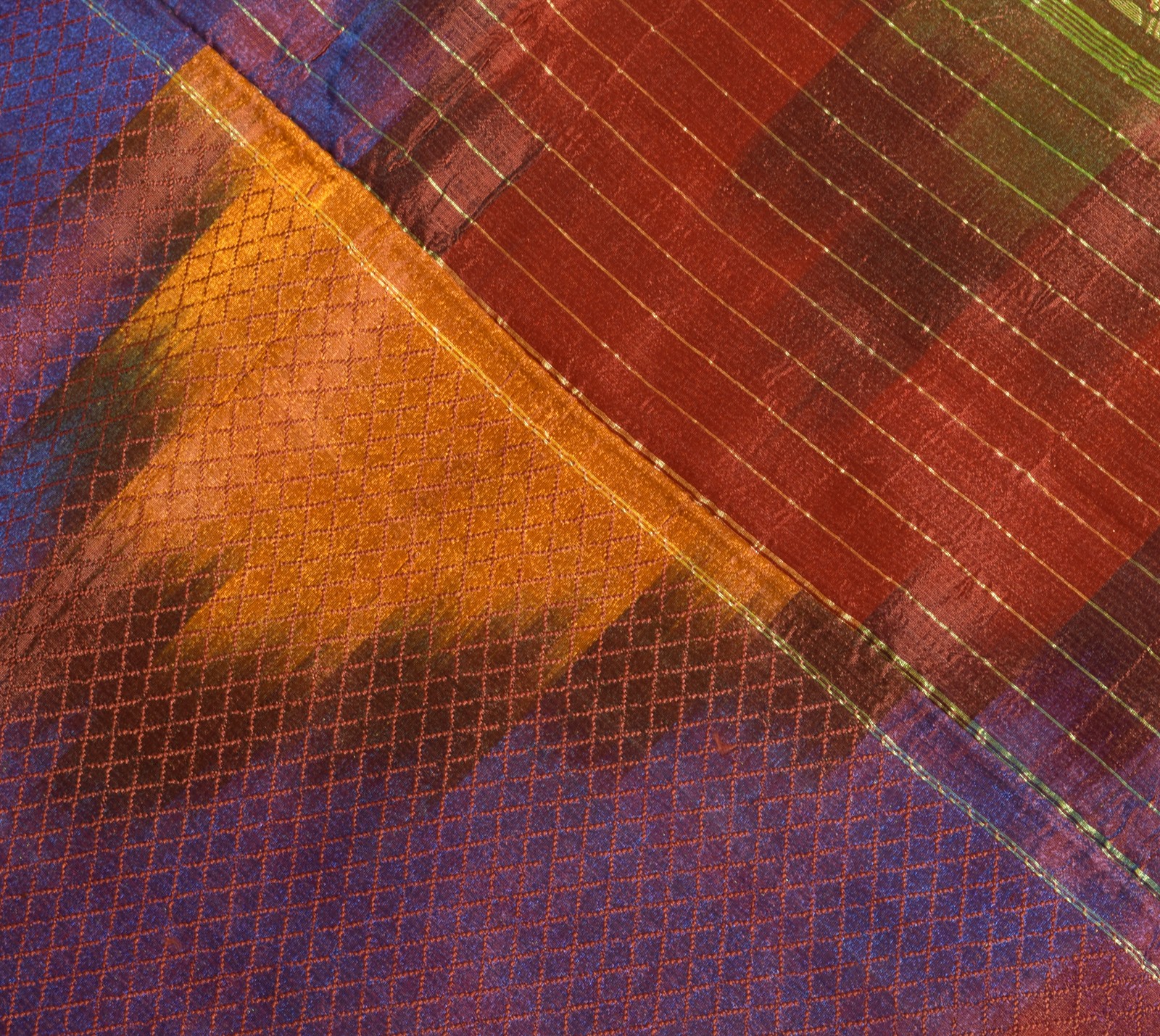 Sushila Vintage Heavy Saree Art Satin Silk Banarasi Brocade Multi-Color Fabric