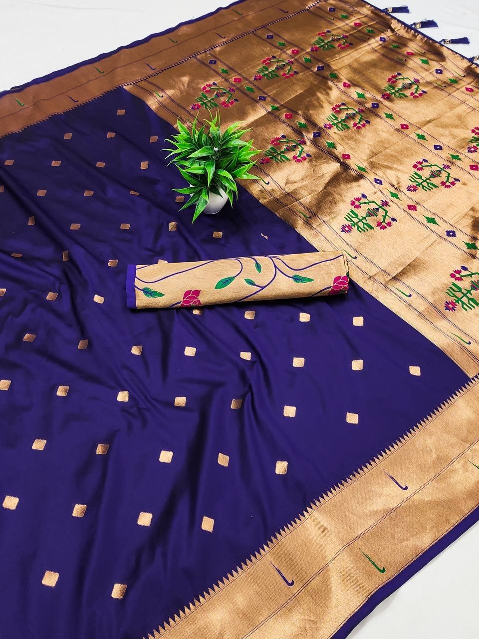 Wedding Party Banarasi Silk RoyalBlue Saree Bollywood Designer Zari Work Saree