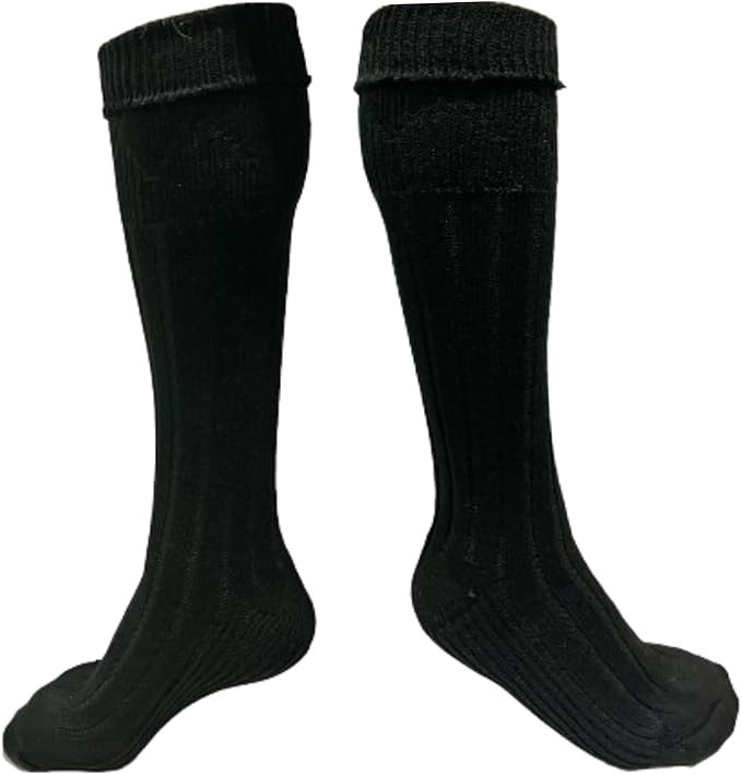 Mens Traditional Scottish Kilt Hose,Scottish Ribbed Socks Wool Blend Cuff Over