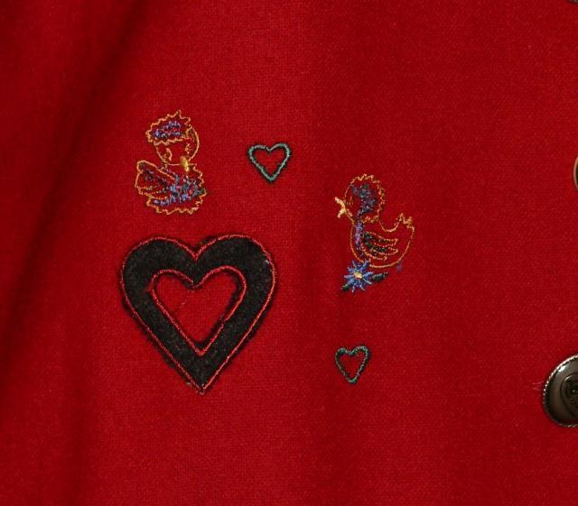 WOOL RED JACKET Women GERMAN Heart LIGHT WEIGHT Career Coat B40″ /38/8 10 M