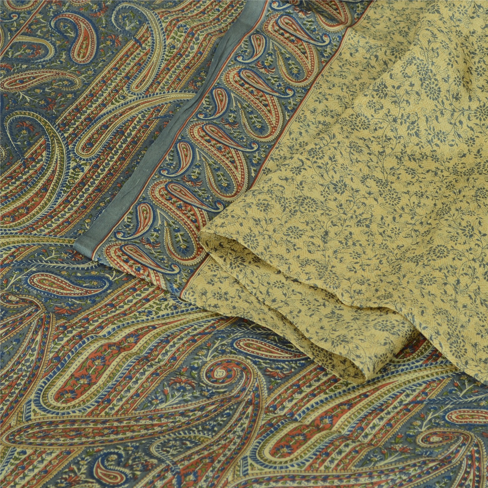 Sanskriti Vintage Sarees Quilting Felting Craft Fabric Pure Silk Printed Sari