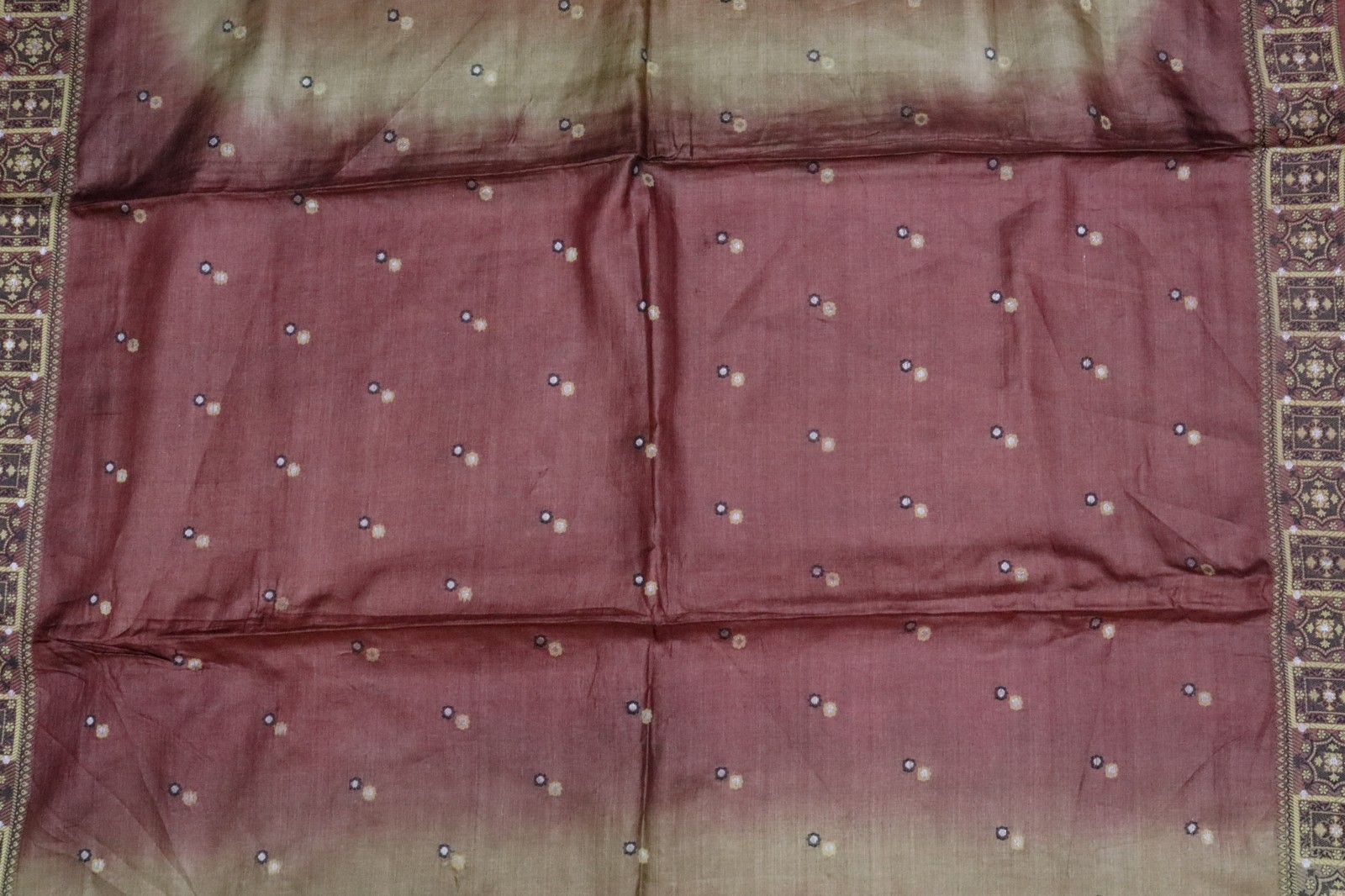 Vintage Tussar Silk Saree, Upcycled Printed Tussah Silk DIY Fabric TS1155