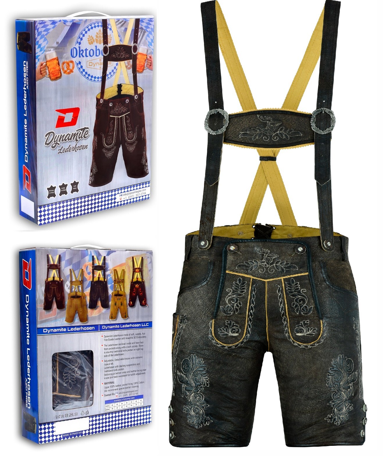Men Oktoberfest Authentic Bavaria Trouser Lederhosen Leather Shorts M L XL 2XL