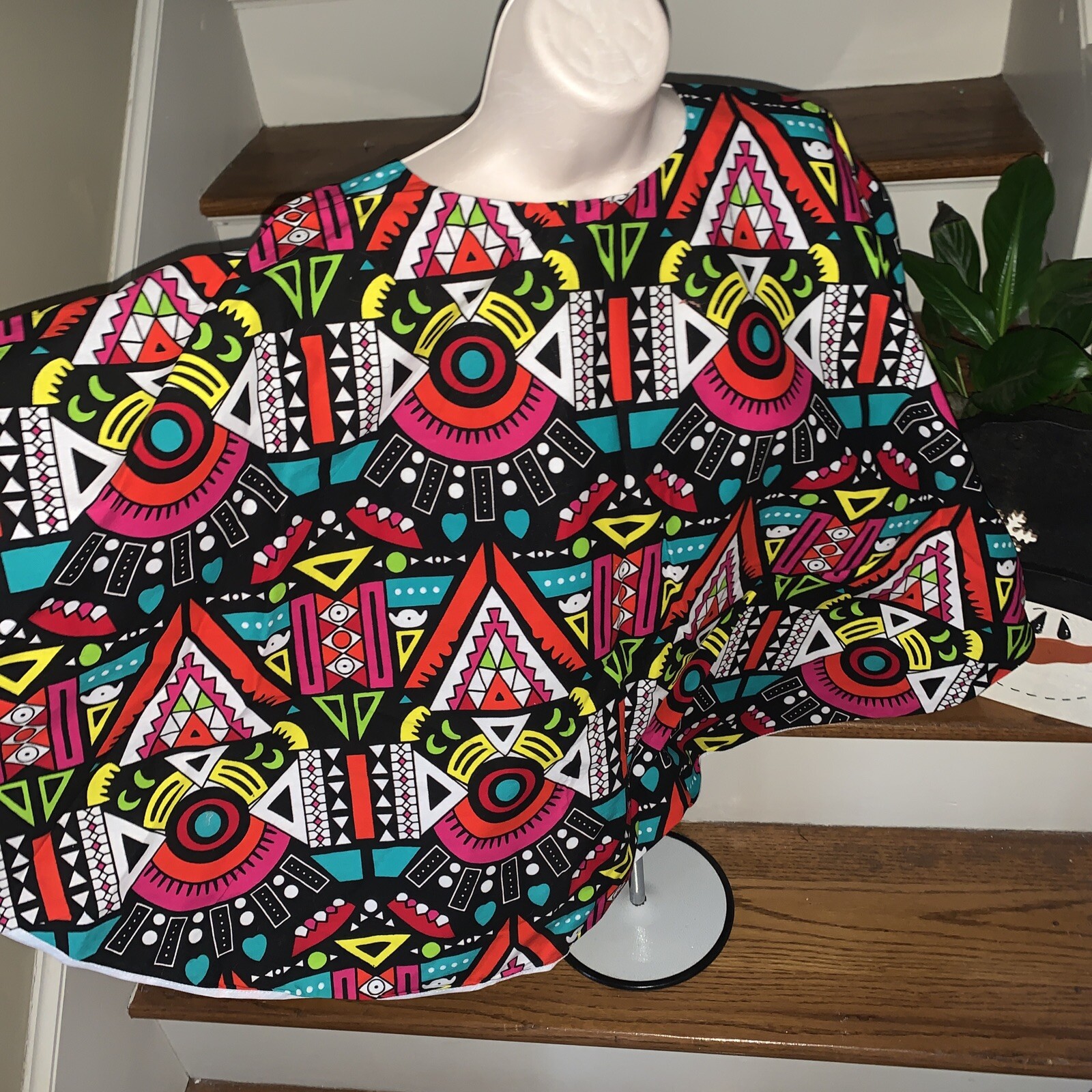 Brand New MADE IN NIGERIA Dashiki Kaftan Cape Boho Top Over Shoulder OSFM❤️tb142
