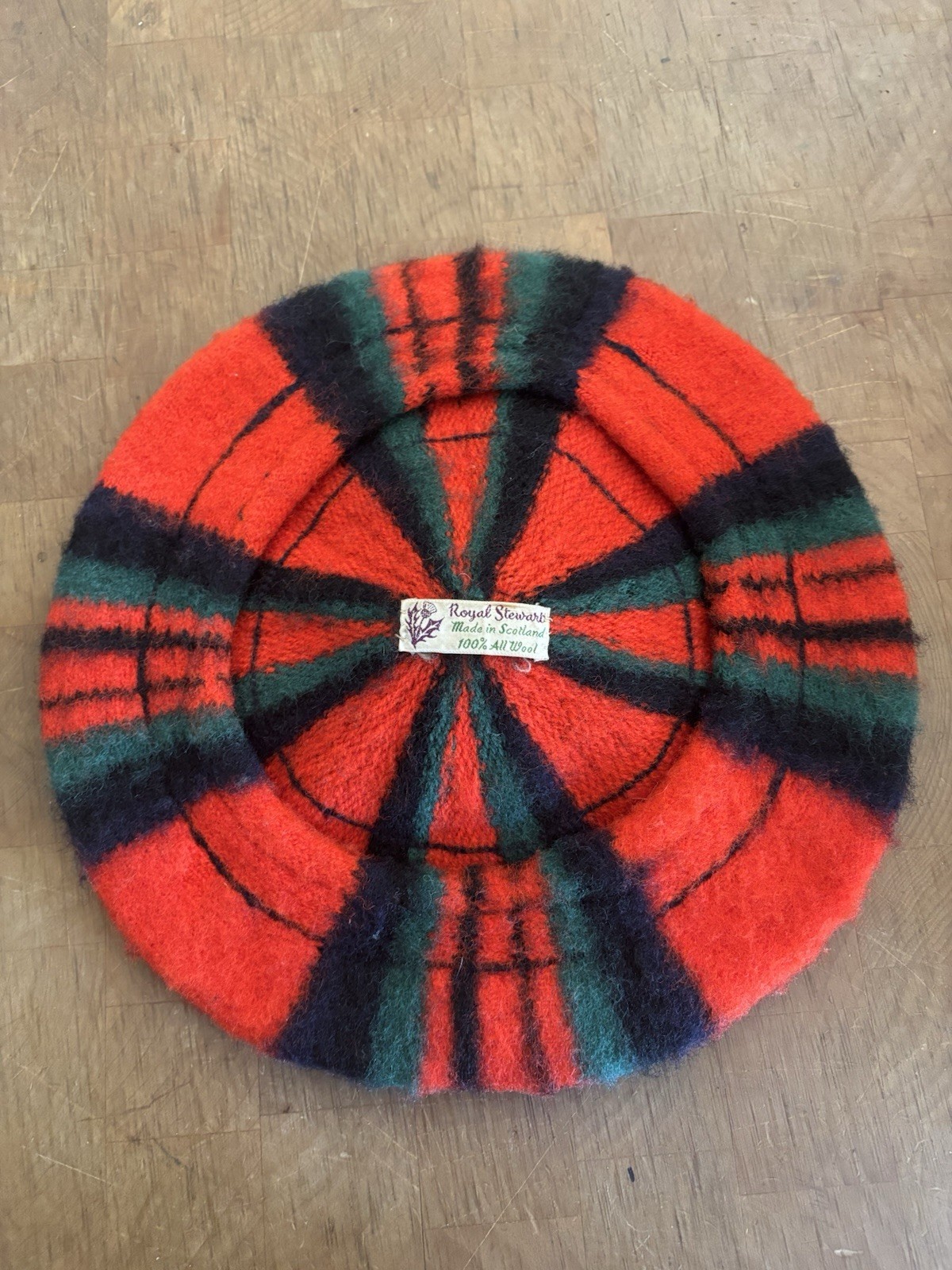 1940s Royal Stewart Scotland Red Black Green Mohair Wool Beret Up to 22”