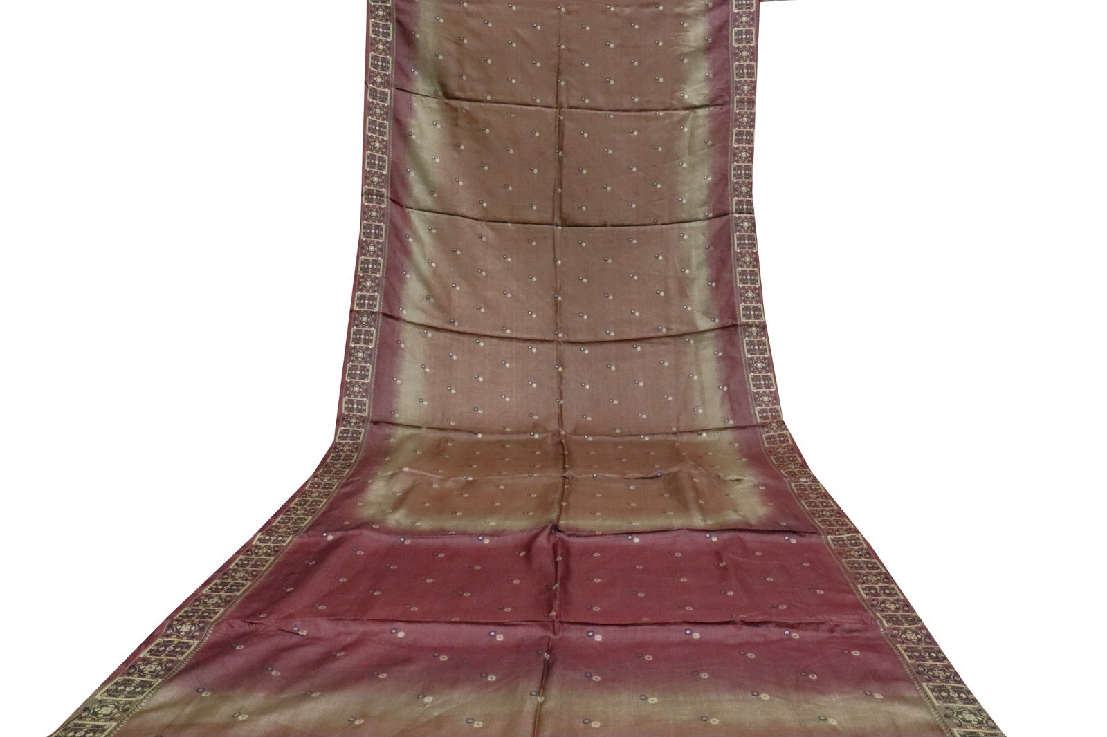 Vintage Tussar Silk Saree, Upcycled Printed Tussah Silk DIY Fabric TS1155