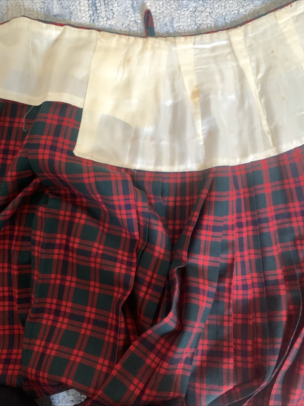 Vtg 1954 Authentic Kilt Macintosh Plaid Wool Hand Tailored Inverness Sz 8 Red