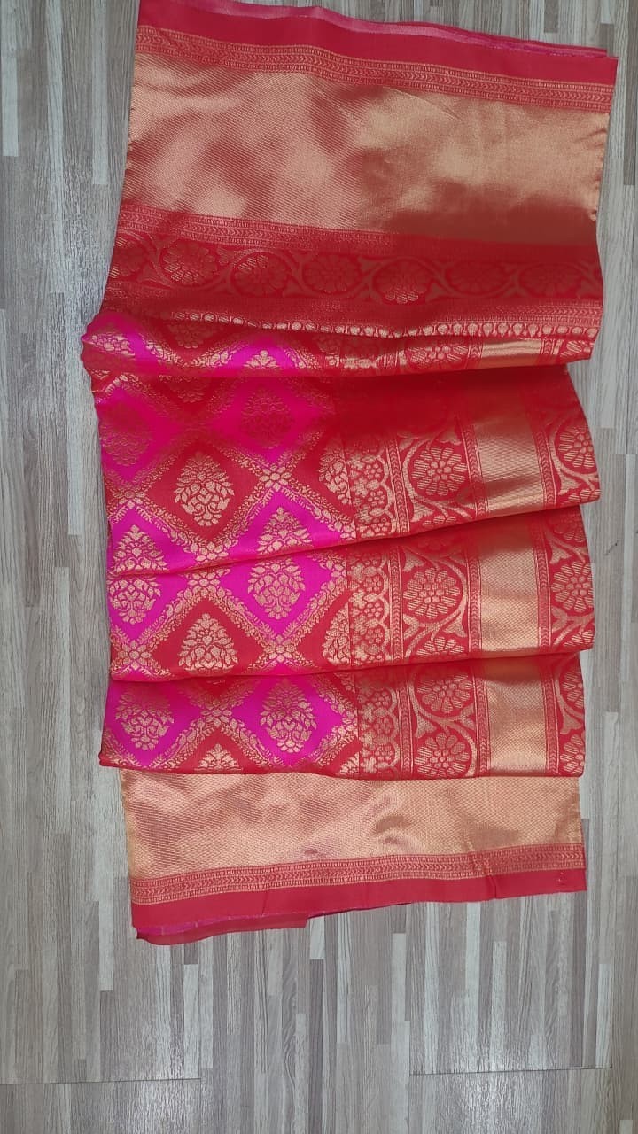 Wedding Wear Purple Lichi Silk Saree with Golden Jacquard Pallu & Blouse indian