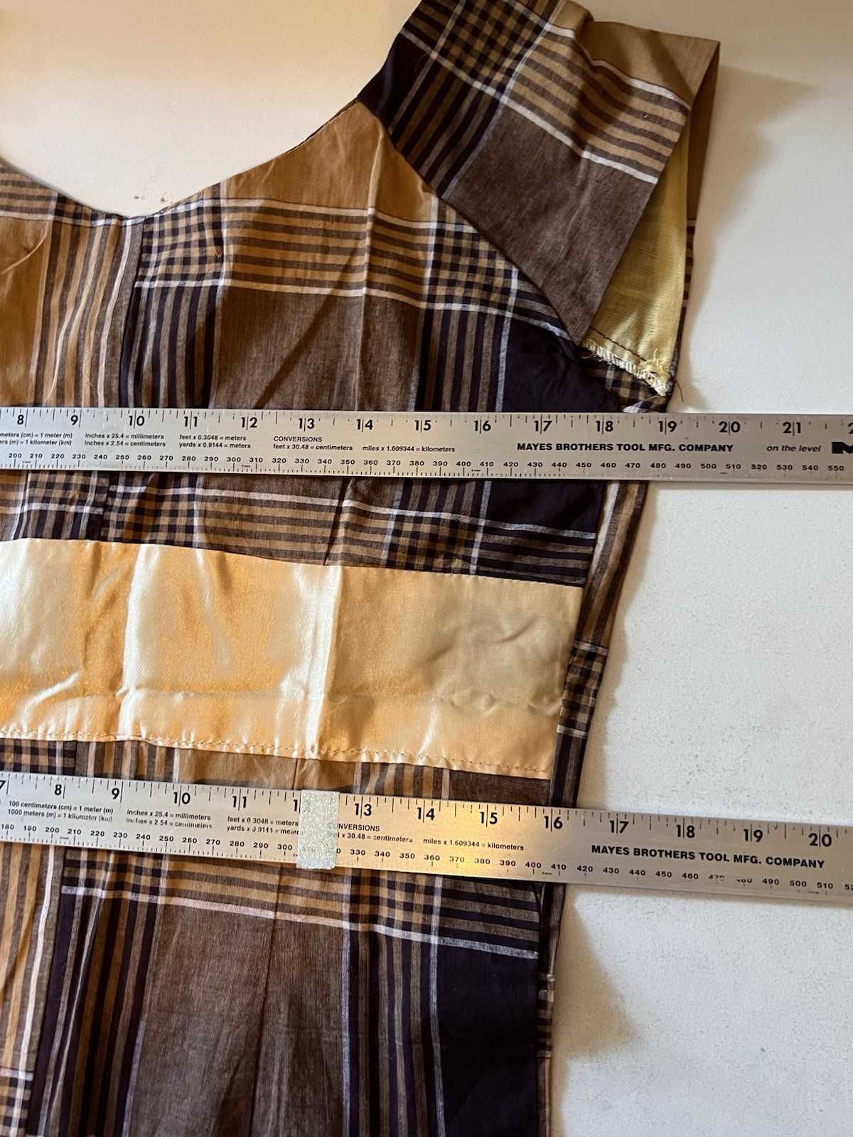 NIGERIAN AFRICAN Women’s Dress Size Small S Handmade Sleeveless Brown Plaid