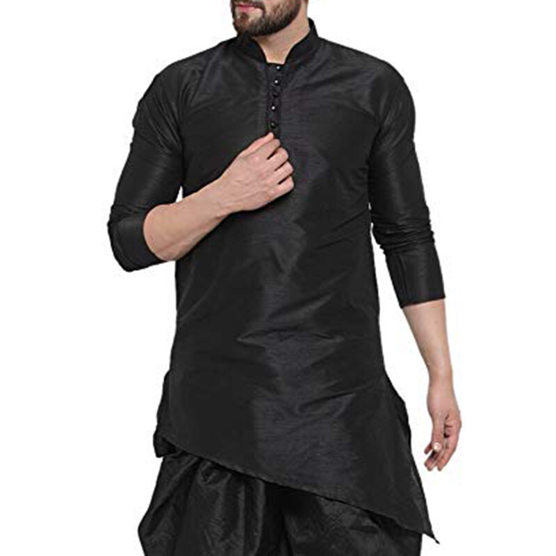 Men’s Kurta Tunic Full Sleeve Mandarin Collar Short Shirt For Ethnic Party Wear