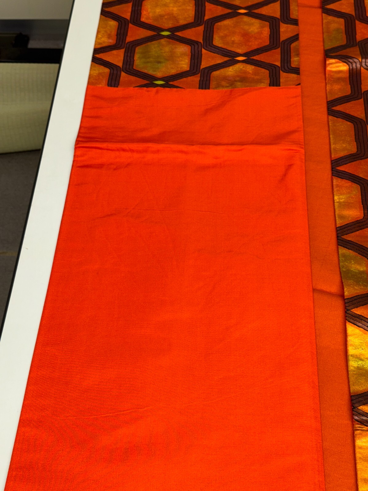 Japanese Vintage Kimono Fukuro Obi silk Orange expensive tradition 170×12.2in