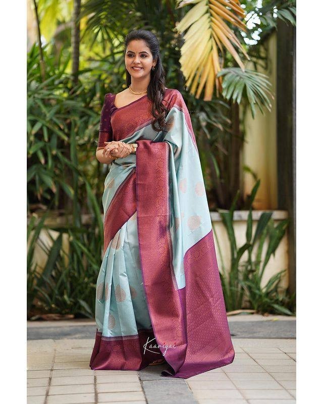 Soft Lichi Silk Saree Geometric Print Jacquard Weave Modern Casual Sari