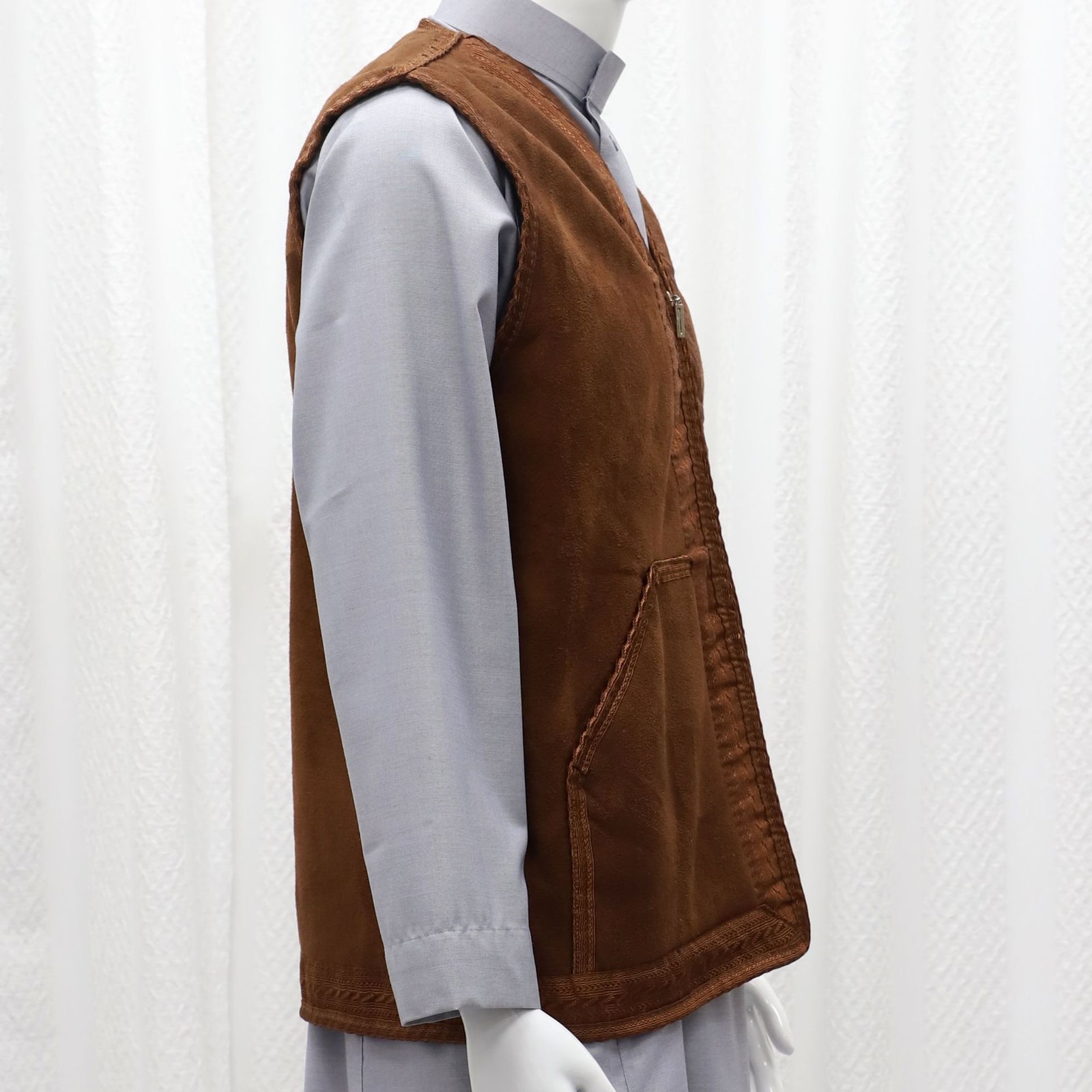 Men Winter Thick Solid Color Suede Vest Warm Formal Casual Sleeveless Waistcoat