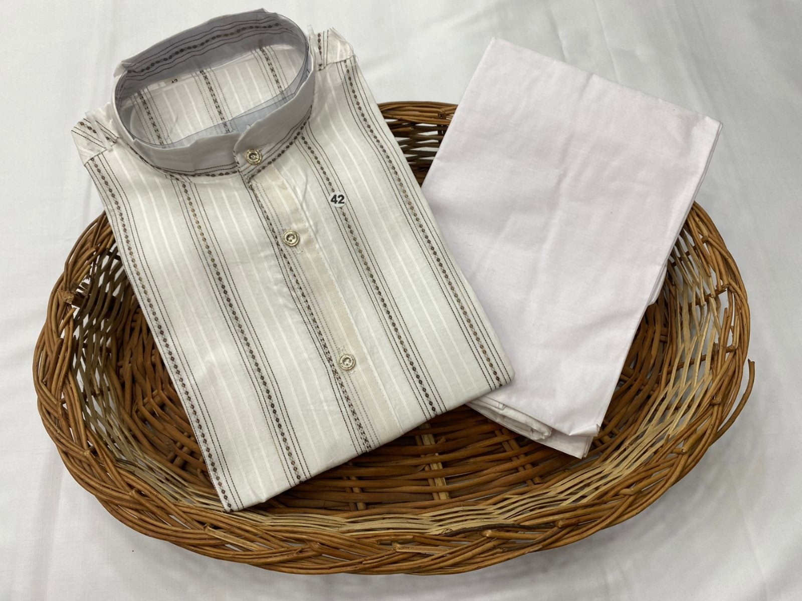 Pure Cotton White Color Plain Traditional Ethnic Festival Mens Kurta Cream with
