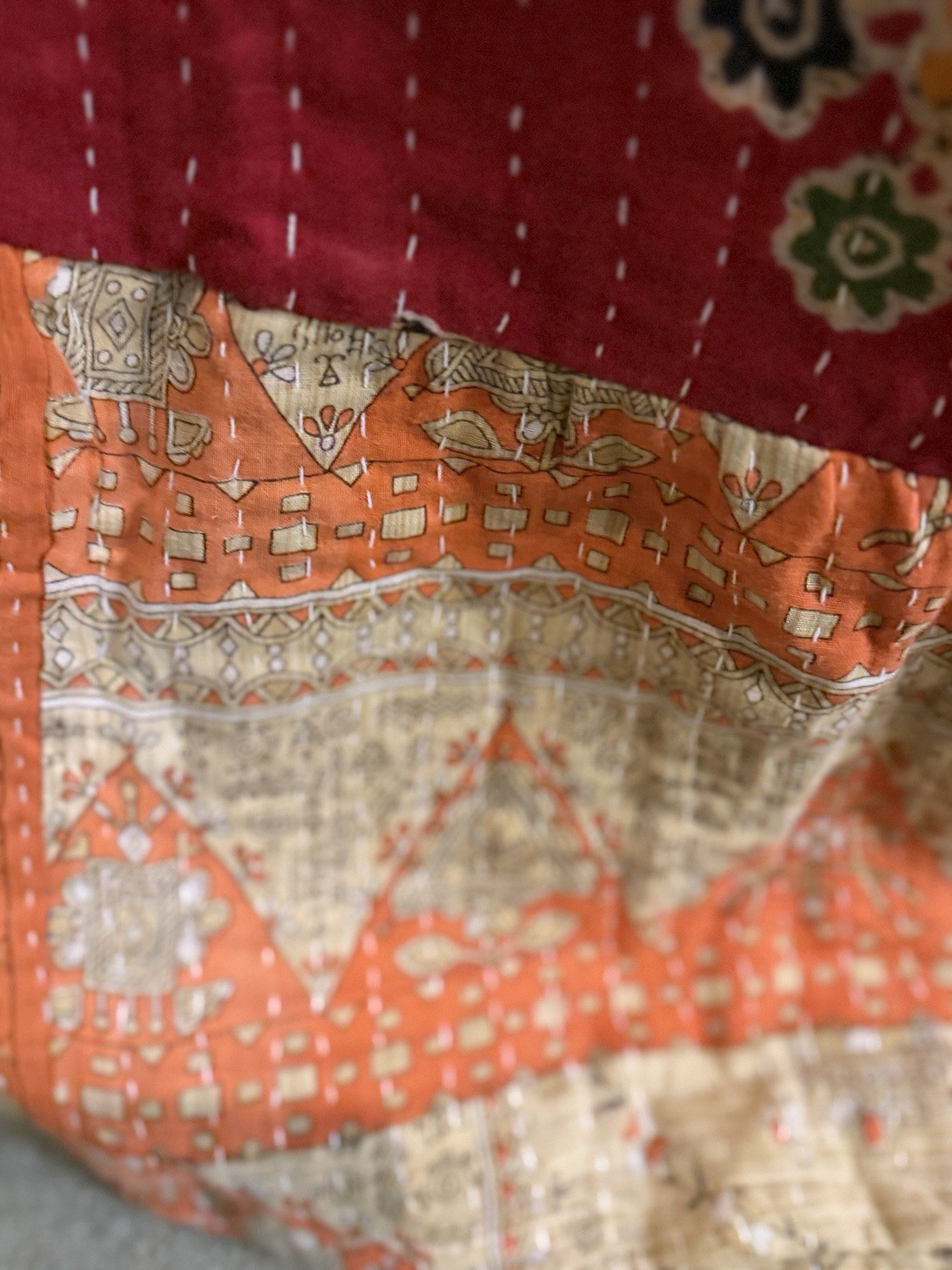 🔥Kantha Patchwork Bell Bottom Pants OS Artisan OOAK Crop Top Set M/L