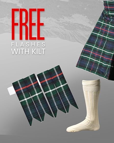 Mackenzie Tartan Utility Kilt Package – Acrylic Wool Kilt, Hose, Flashes