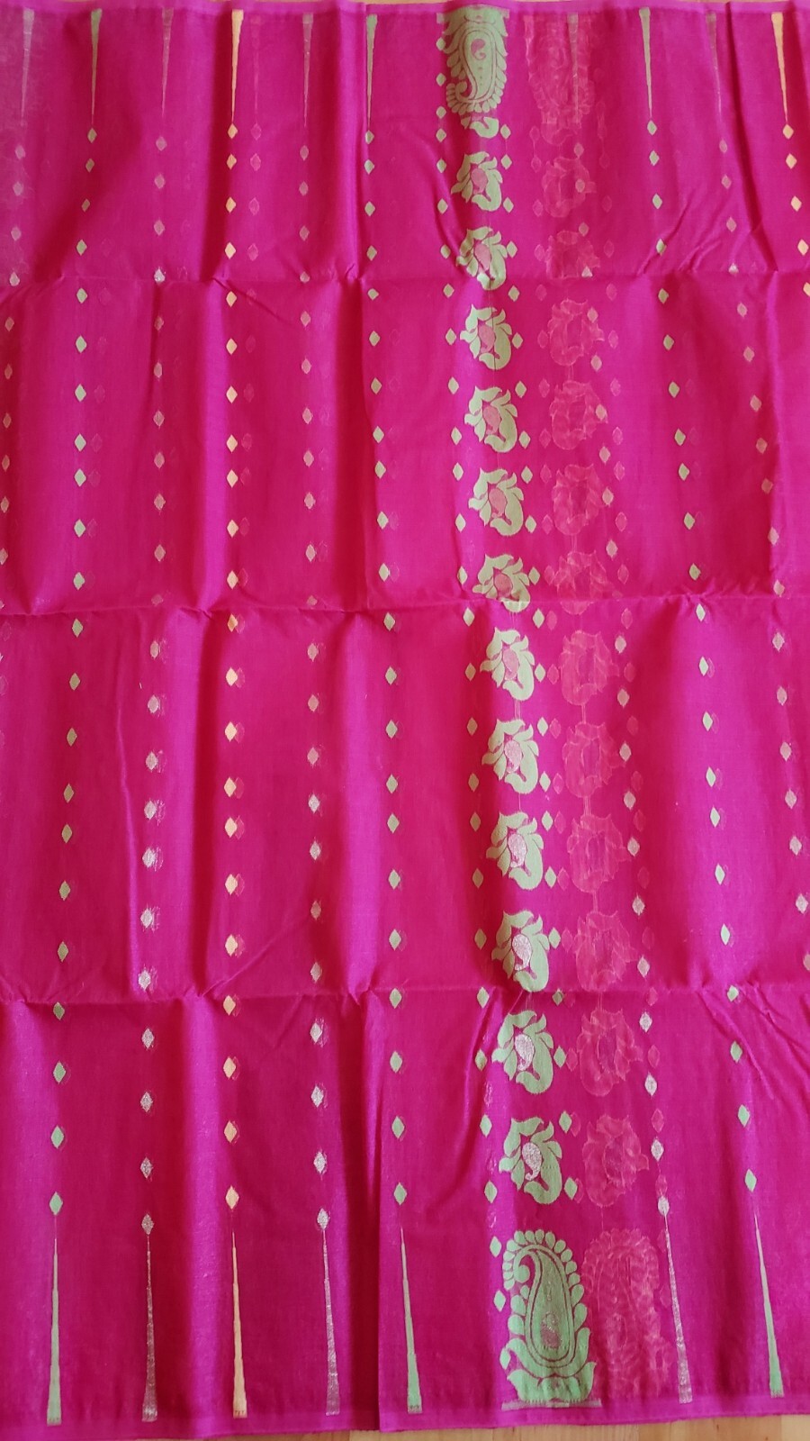 Jamdani Saree Cotton Hot Pink With Multicolor Jamdani Weaving