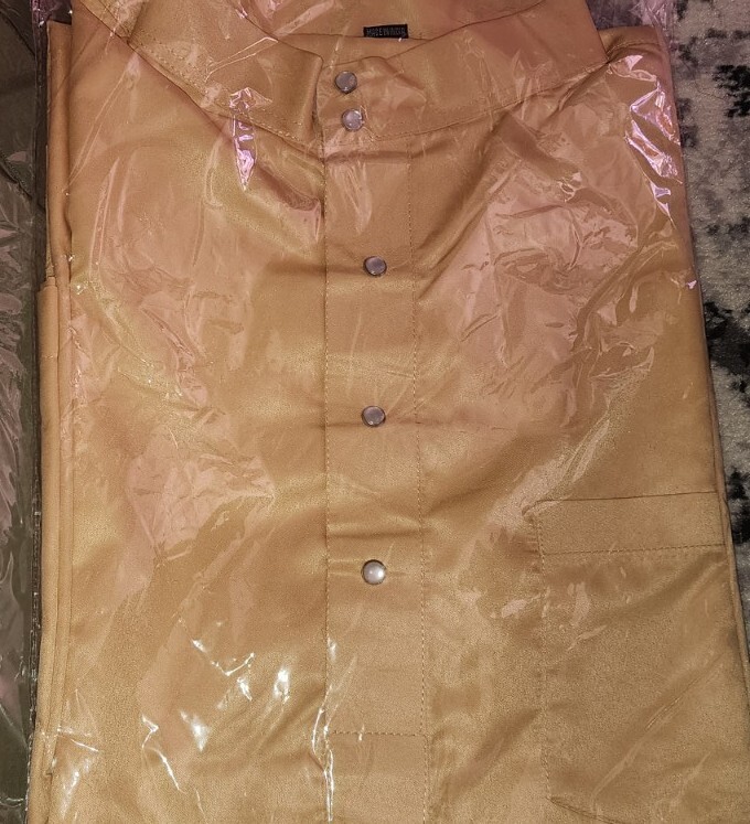 Men Long Sleeve Abaya Dishdash Thobe Jubba Chai Khaki Color Extra Large