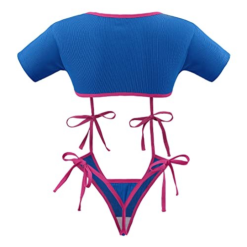 Women Cotton Camisole and Panties Sports Lace Up Loungewear X-Large Blue