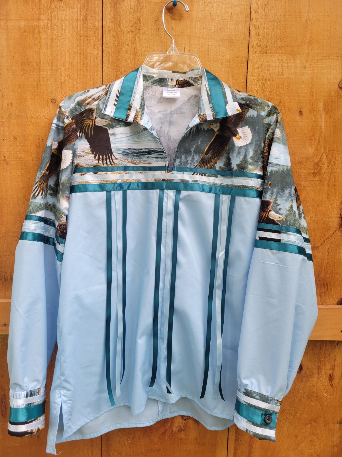 Mens’ small/Boys’ XL ribbon shirt eagle print powwow regalia FREE SHIPPING