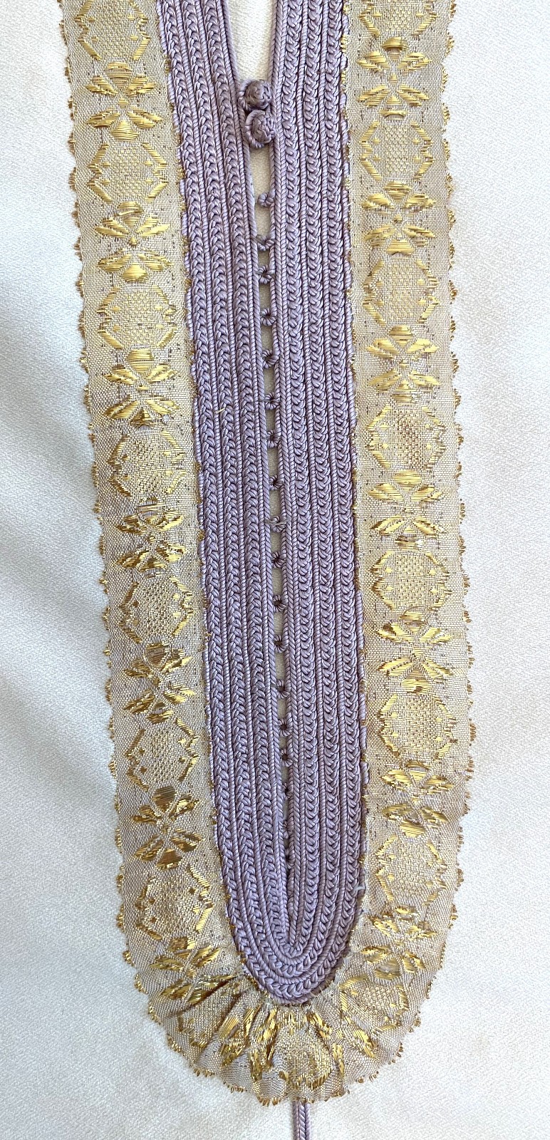 Vintage Moroccan Kaftan Gandoura Djellaba Cream and Gold with Hood