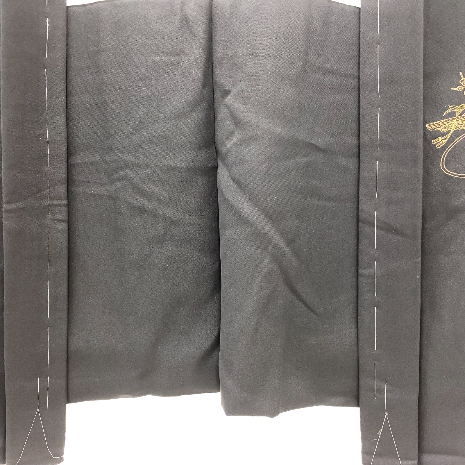 Japanese Vintage Kimono Haori Jacket Polyester Black Embroidery Traditional 30in
