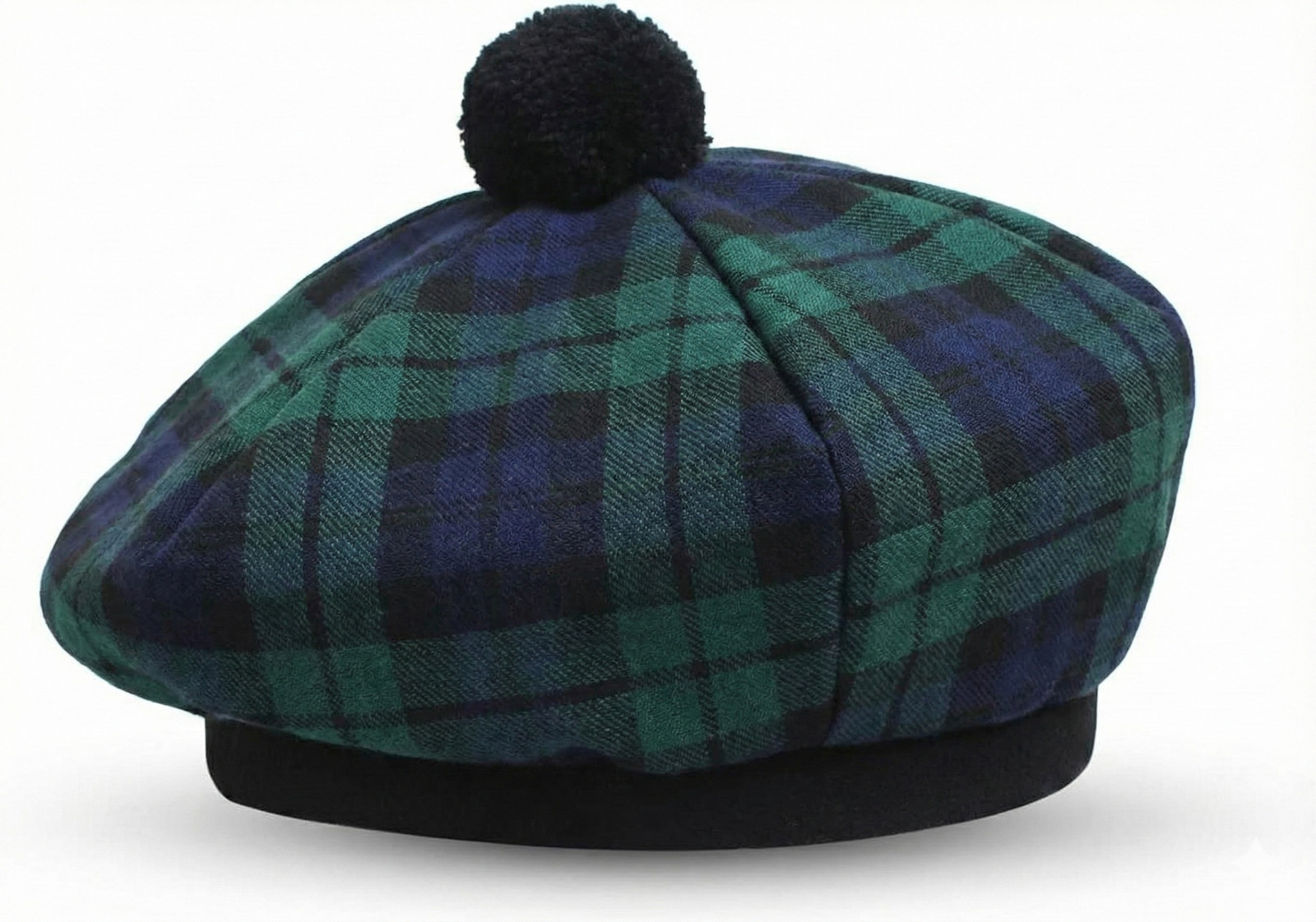 Tam o Shanter Scottish Bonnet Tartan Hat Tammy Beret with Pompom Cap, One size