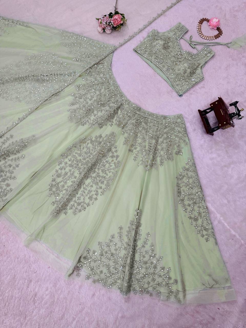 Premium Designer Butterfly Net Lehenga Choli With Dupatta For Wedding Wear