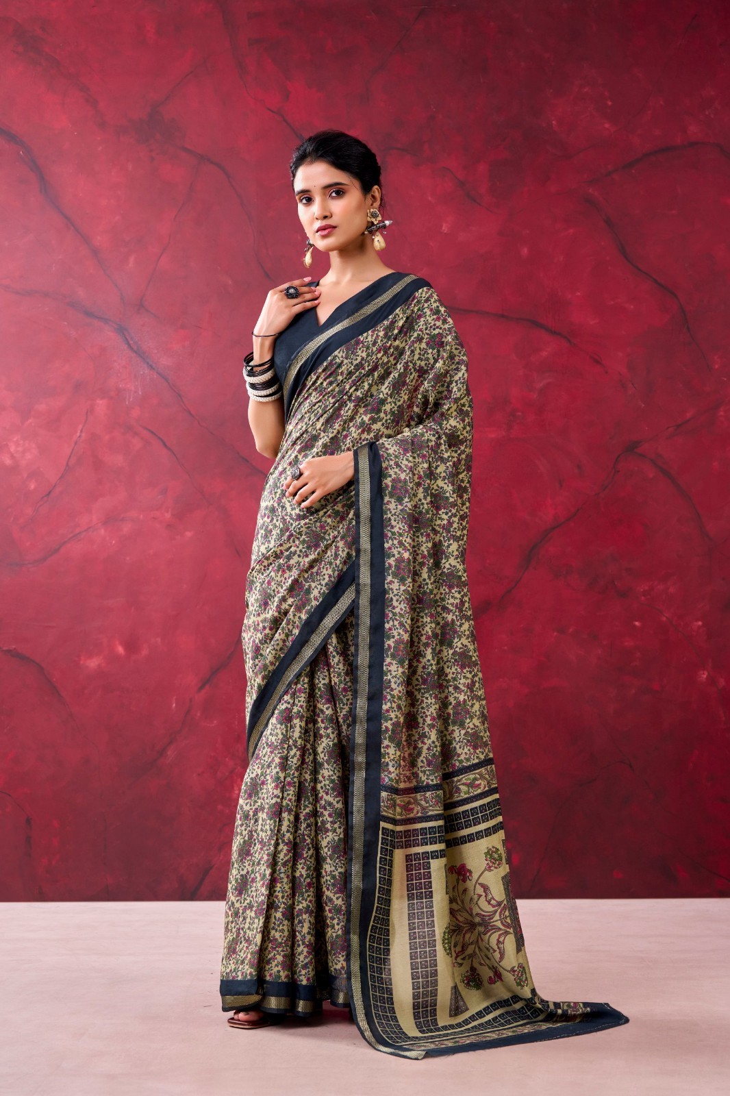 Presenting Polyester Viscose Chanderi Saree With Blouse For Women & Girls