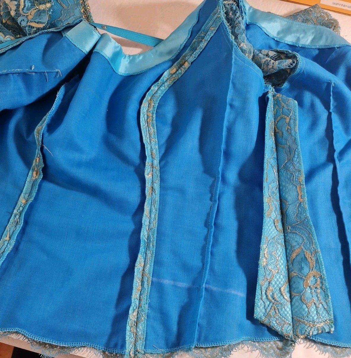 Khmer Cambodia Traditional Skirt Set Size M Blue Lace Khmer Skirt