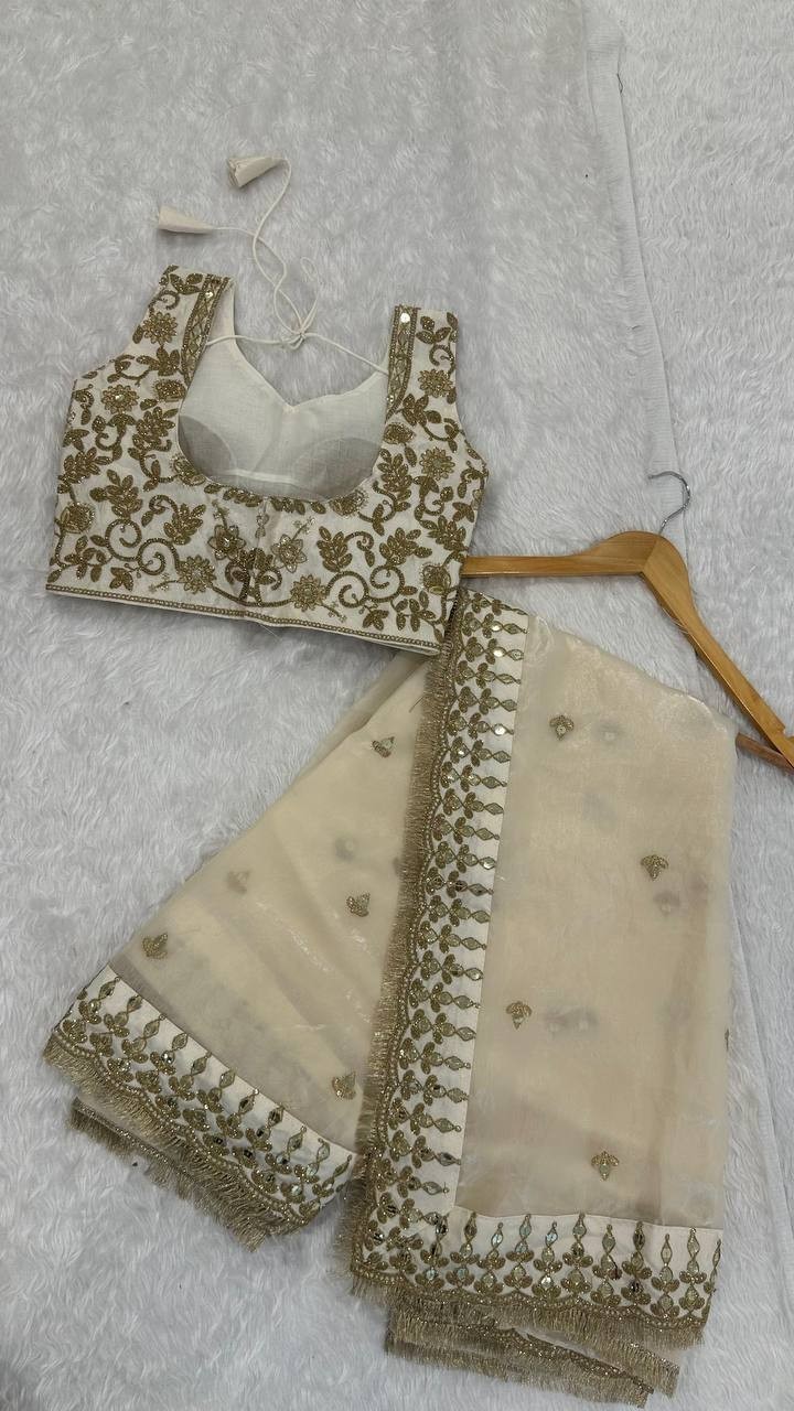 WEDDING DESIGNER BOLLYWOOD SAREE BLOUSE SARI INDIAN PAKISTANI UNSTITCH DRESS EID